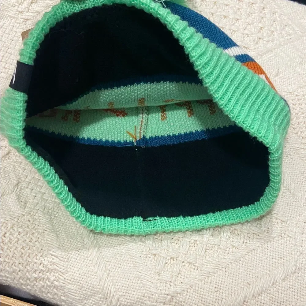 Brooks Kids' Pom Beanie - Green, Blue, Orange
